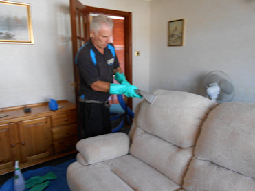 David Green Cleaning a Sofa