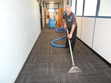 Commercial Carpet Cleaning in progress
