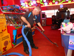 Carpet cleaning in an arcade