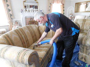 Upholstery being cleaned