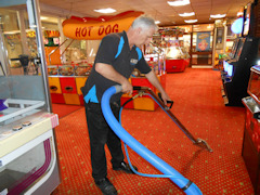 Carpet cleaning in an arcade